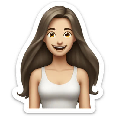 Brunette white girl laughing out loud  sticker