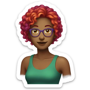 A woman that has rainbow hair sticker