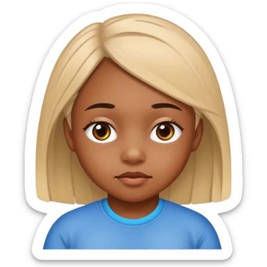 Black down syndrome girl with terrible drift eye￼ sticker