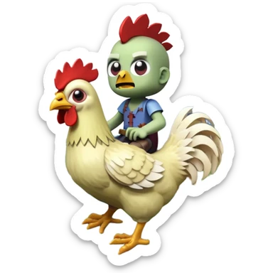 baby zombie riding a chicken, minecraft chicken jockey sticker