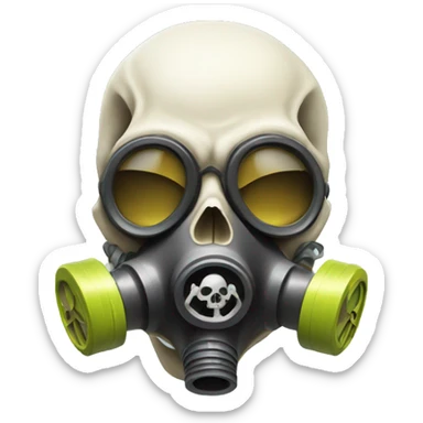 Bone Skull wearing a gas mask sticker