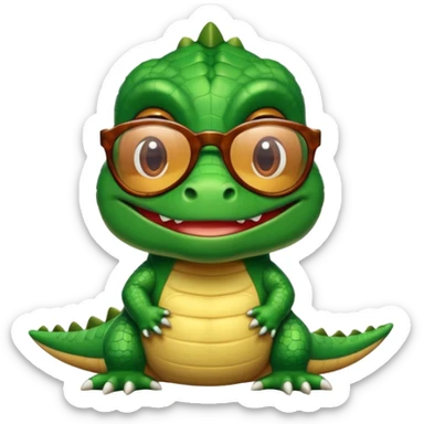 Cocodrilo bebé ,cafe,mirando hacia enfrente y con lentes de sol sticker