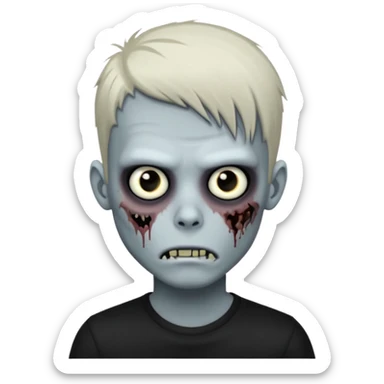 zombie boy with emo hair and black shirt sticker