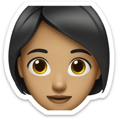 Clean girl with medium layered black hair sticker