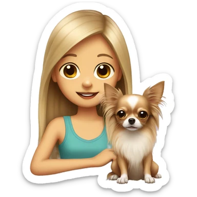 Longhair chihuahua with girl sticker