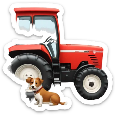 Tractor with dog sticker