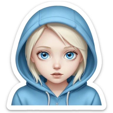 Cinematic girl with large sparkling blue eyes wearing a hoodie, Ultra realistic 32k HD, Breathtaking, hauntingly beautiful, Balanced features, highly detailed, glowing, high shine, enchanting, ghostly, dreamy glow, complex pose. The image is so lifelike it could leap off the canvas at any moment sticker