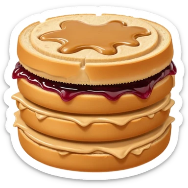 a round uncrustable sandwich with crimped edges and a bite taken out of it sticker