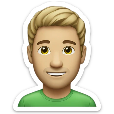 a man with very short hair, unshaven and green eyes sticker
