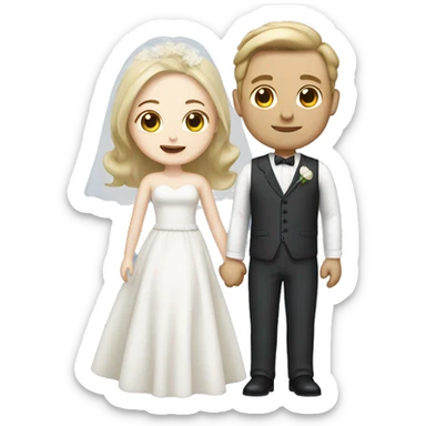 wedding couple with fair skin, white skin sticker