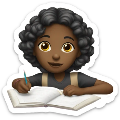 Iittle black girl doing homework  sticker