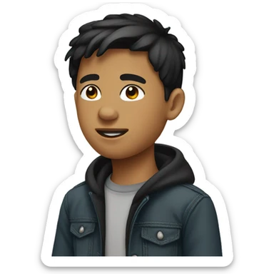 Teen boy with black short hair sticker