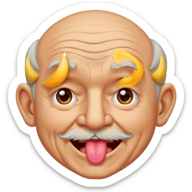 old man winking with his tongue out sticker