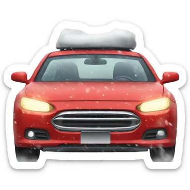 Driving a red car blizzard snow storm sticker
