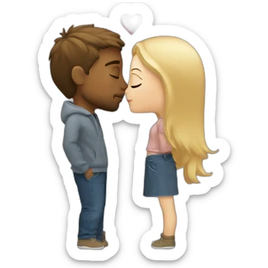 Brown hair boyfriend kisses his blond girlfriend sticker