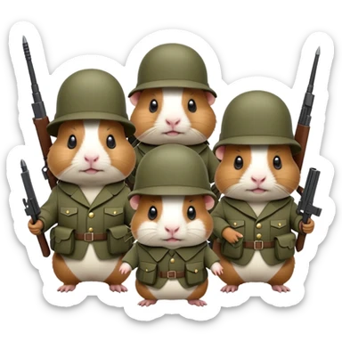 Army of angry guinea pigs with army suits sticker