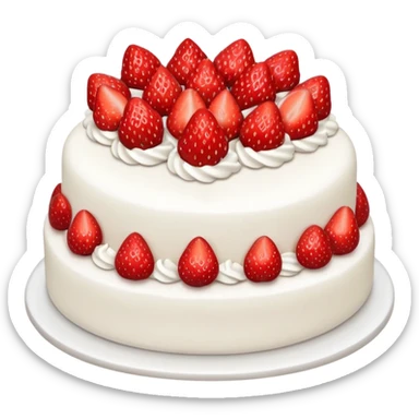 white cake with strawberries on top sticker