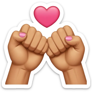 fist bump, big fist and small fist, with a happy heart as background sticker