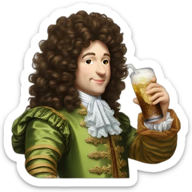 Louis XIV drinking soda sticker