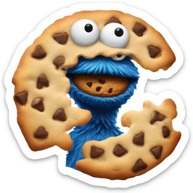 Cookie Monster not eating any cookies with clear, detailed face sticker