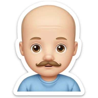 bal baby with mustached sticker