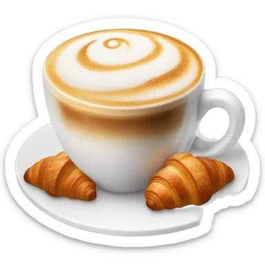 Cup of cappuccino with croissant sticker