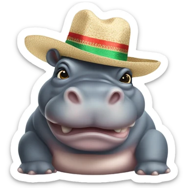Hippopotamus with an Mexico hat  sticker