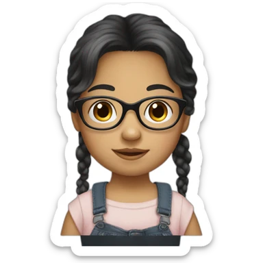 a baby with black hair in the arms of a 13 year old girl with blond hair and glasses sticker