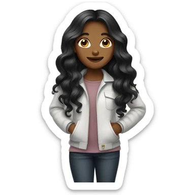 Caramel skilled girl with long wavy black hair.  sticker