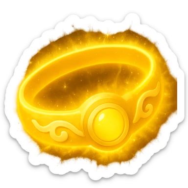 Make the magical yellow bangle glow with a bright magical aura, keeping the background transparent. Enhance the glow effect to look vivid and magical. sticker