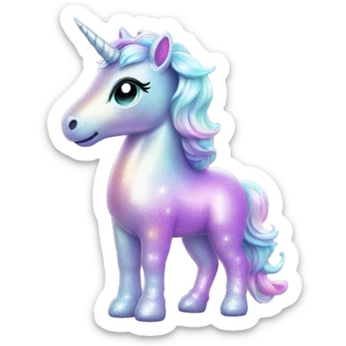 Sparkly glossy Pastel iridescent glass unicorn full body sticker