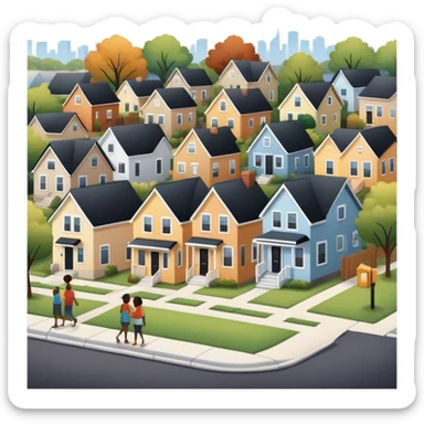 Neighborhood houses with people outside talking sticker