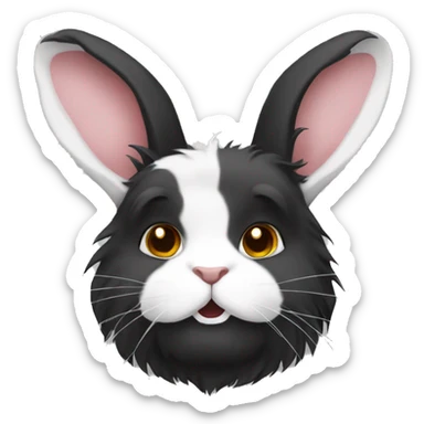 White face black body lionhead rabbit  sticker