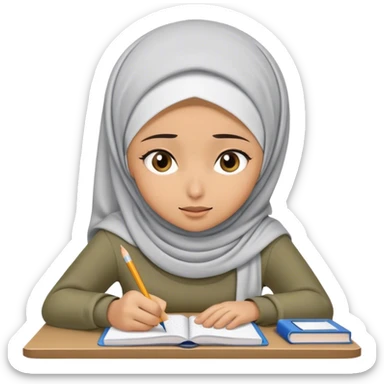 hijabi girl doing homework looking stressed sticker