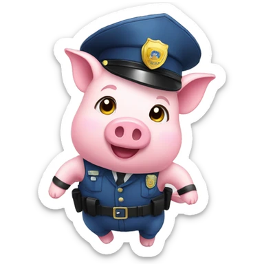 piggies in police outfit with falling jugs sticker