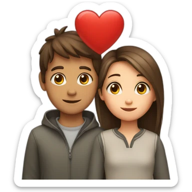boy and girl and heart sticker