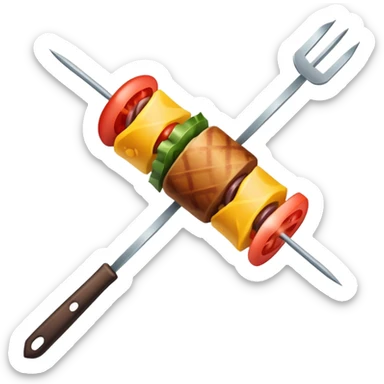 Extremely minimalist kebab skewer with basic shapes sticker