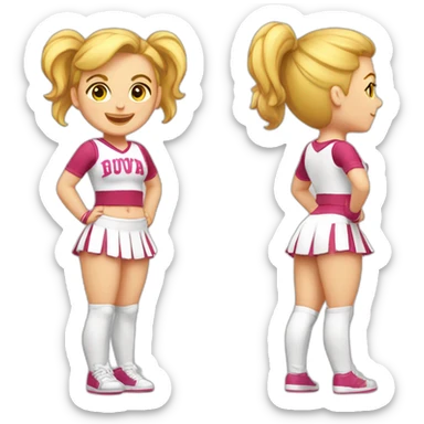 Full body Caucasian curvy cheerleader back and front views sticker
