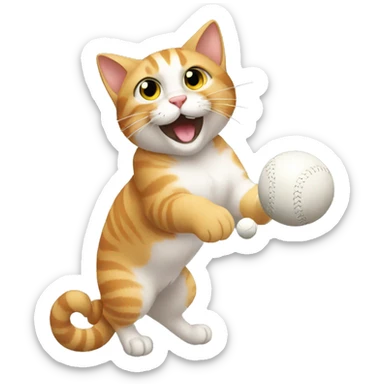 A cat is hitting the ball sticker