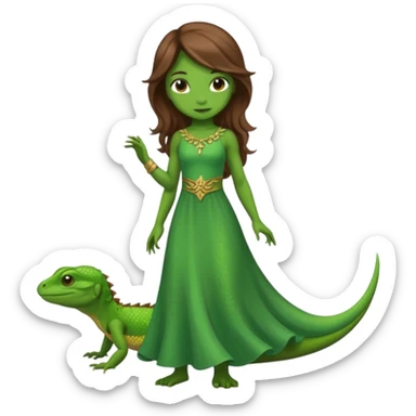 Lizard girl in dress sticker
