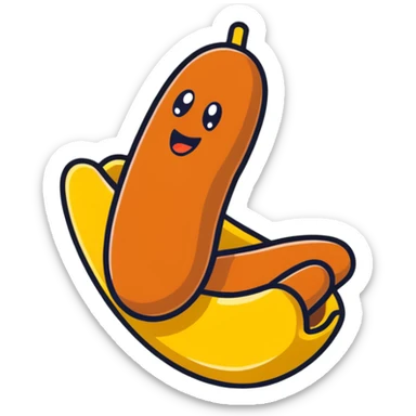 Korean corn dog, cartoonish sticker style, fun sticker
