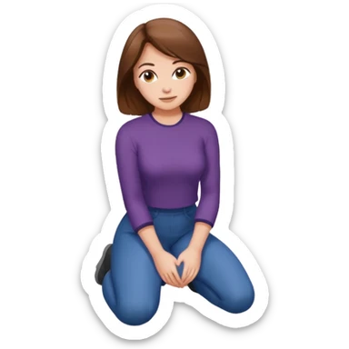 Brown hair woman kneeling  sticker