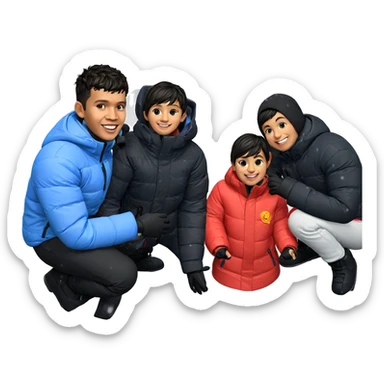 smiling child in snow coat sticker