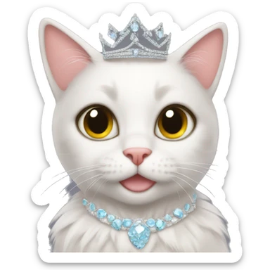 cat wearing princess tiara and tutu sticker