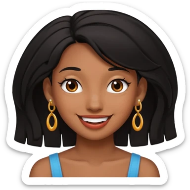 Pierced ear emoji with flirty expression brown skin black hair  sticker