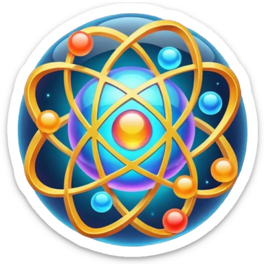 Atom and nucleus sticker