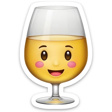 Blushing emoji with white wine sticker