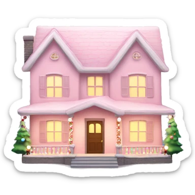 Light pink House with Christmas lights  sticker