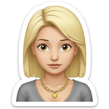 Female with Gold Necklace, grey skin,blonde hair, different expressions. sticker