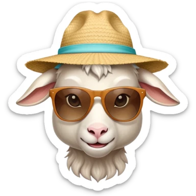 Goat with sunglasses and a beach hat  sticker
